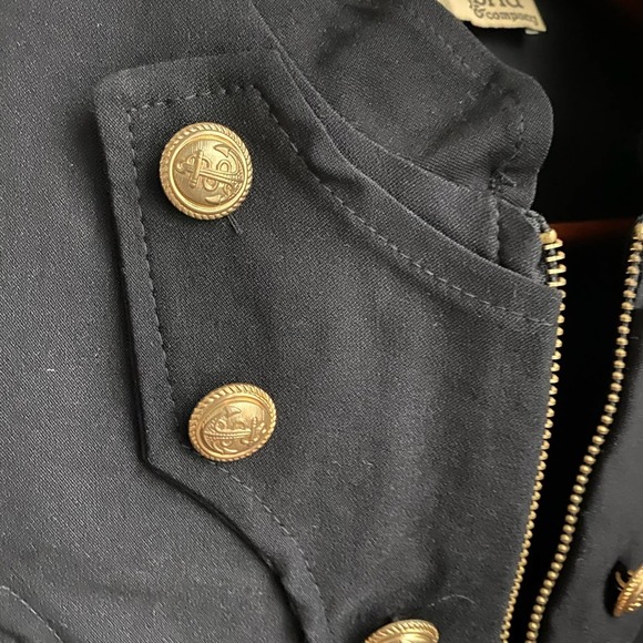 Military Crop Stretch Gold Zip Up Blazer Jacket S - Picture 4 of 9